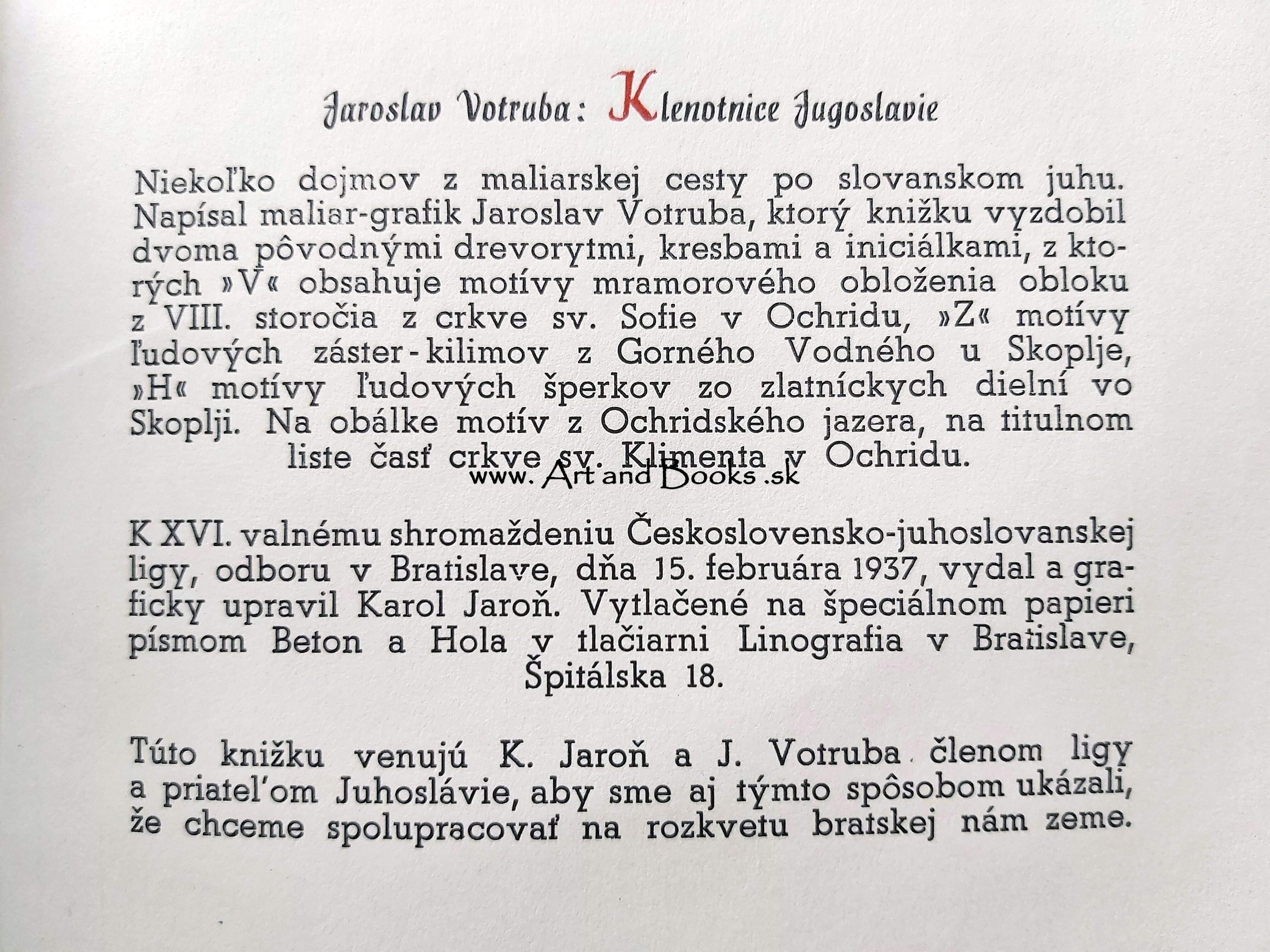 Jaroslav Votruba - Klenotnice Jugoslavie (1937) ● 141514