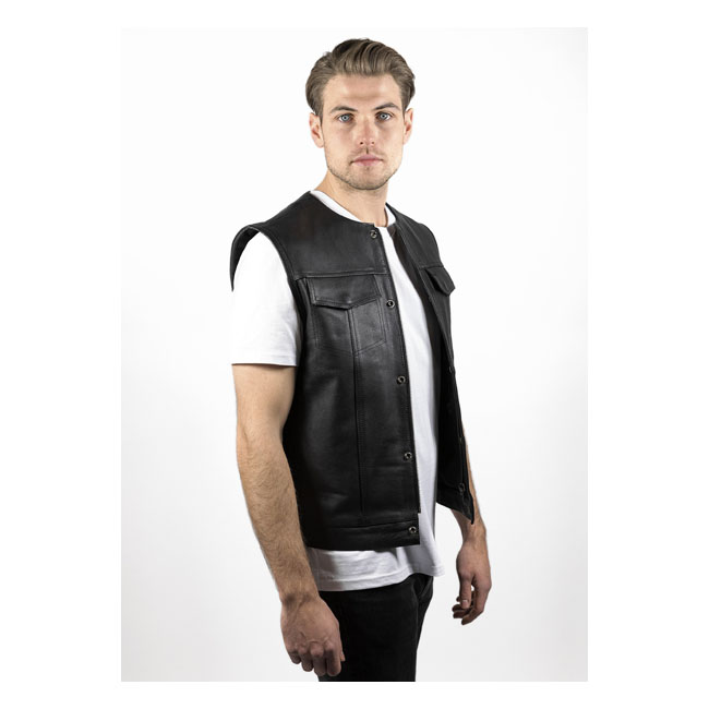 JOHN DOE MC OUTLAW LEATHER VEST BLACK