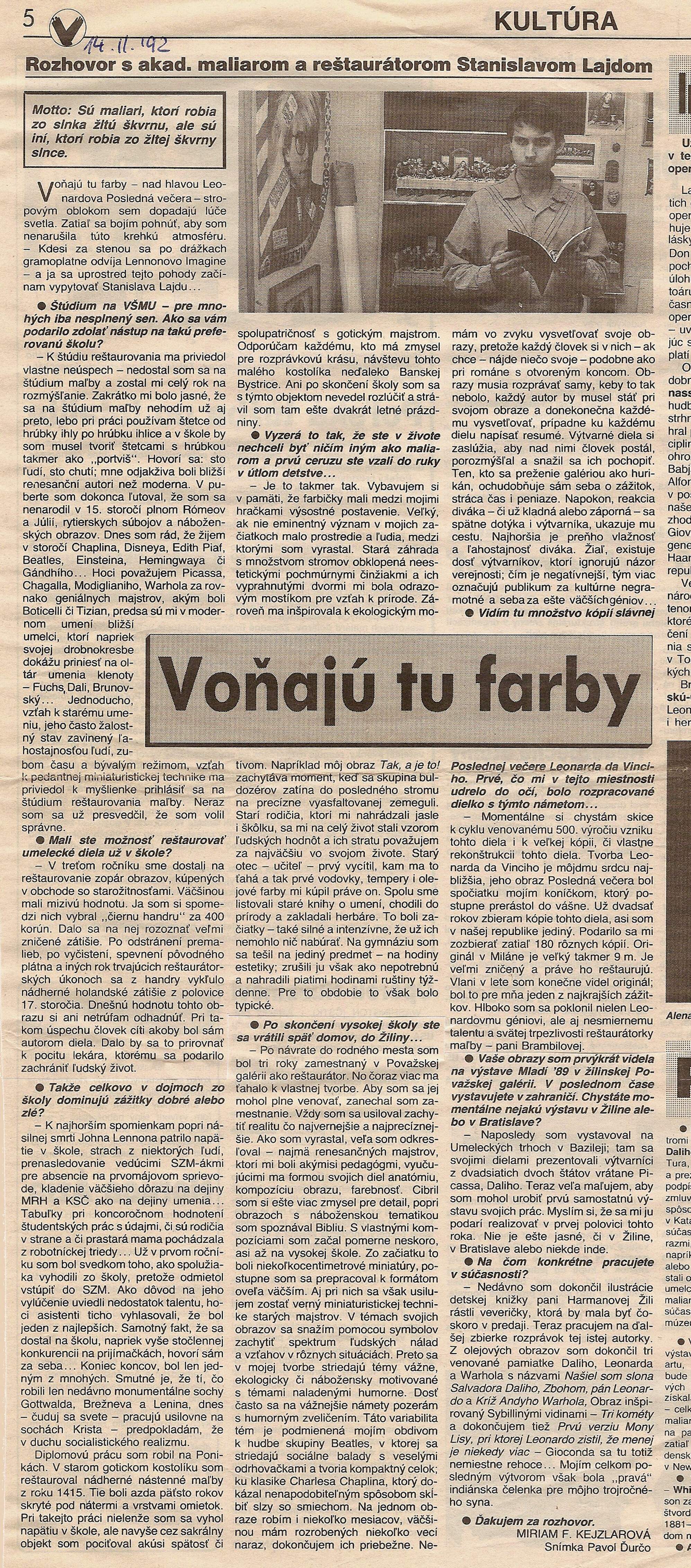 1992, 14. feb., Verejnosť, roč. 3, č. 38, str. 5 - Kultúra