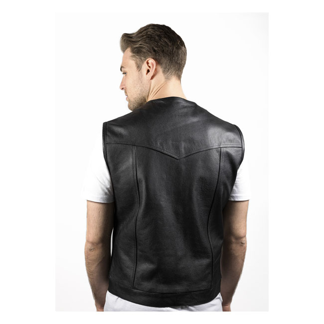 JOHN DOE MC OUTLAW LEATHER VEST BLACK