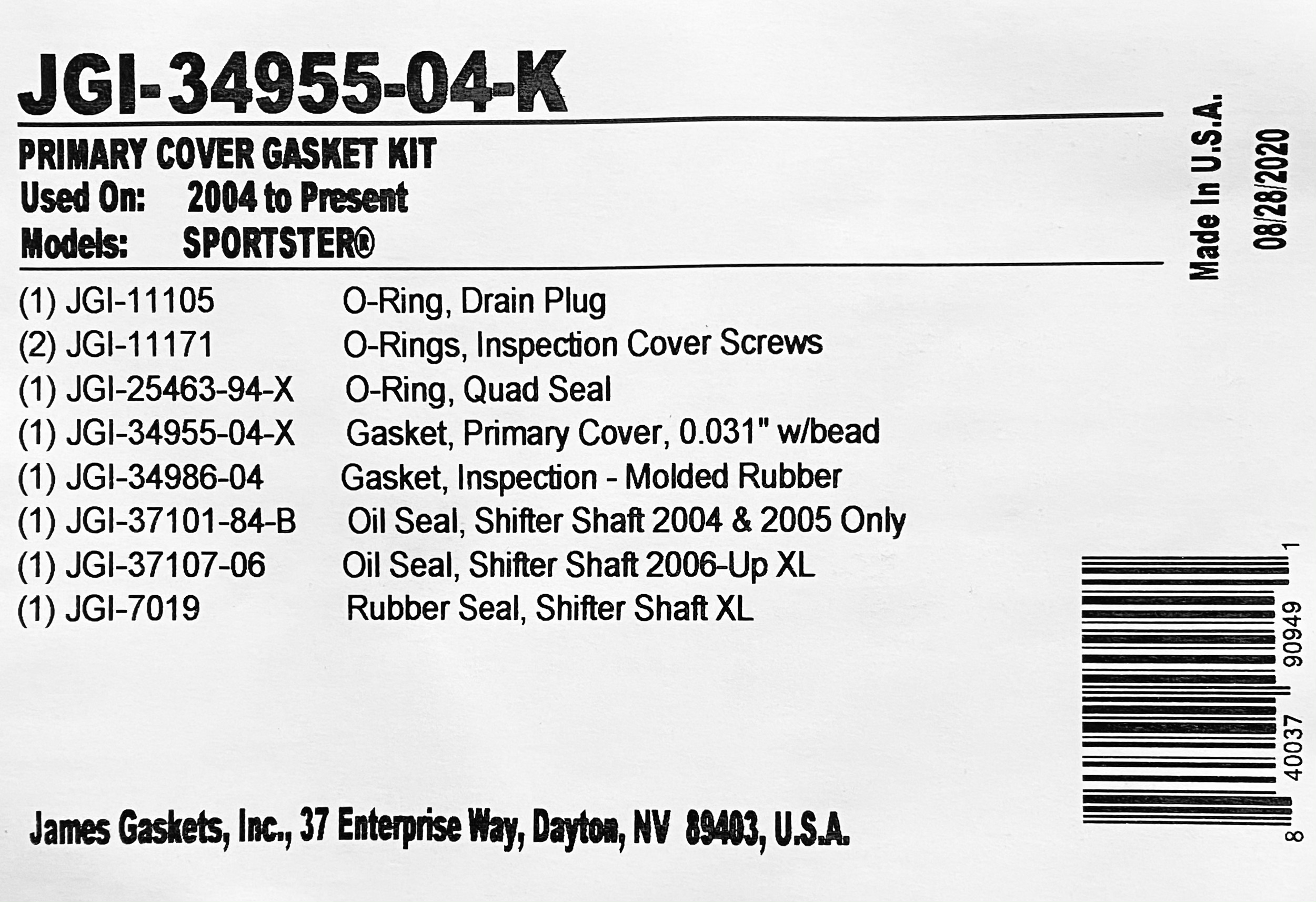 JAMES Primary Cover Gasket & Seal Kit - XL