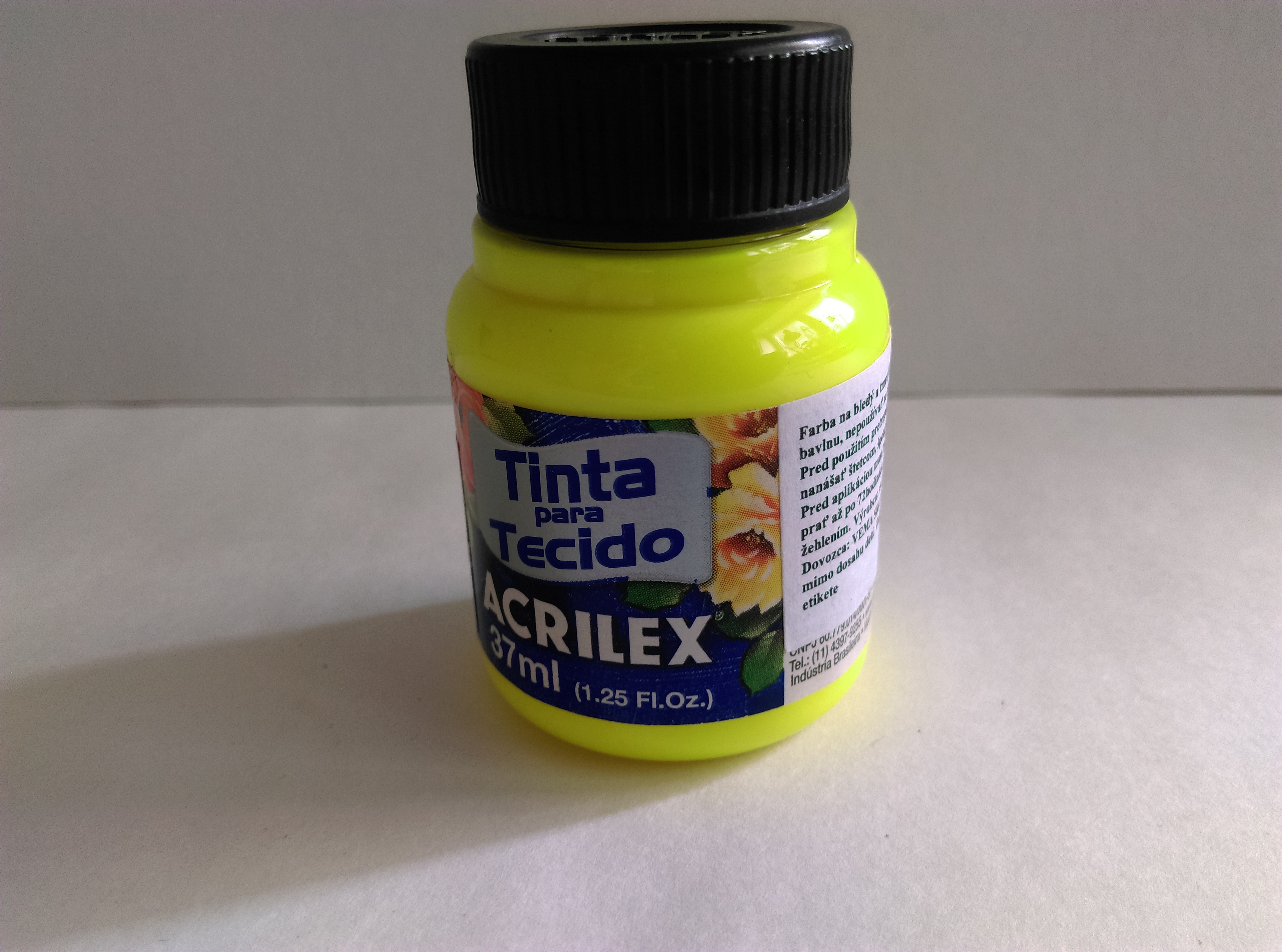 Farba na textil Acrilex 37 ml - fluorescentná žltá citrónová 102