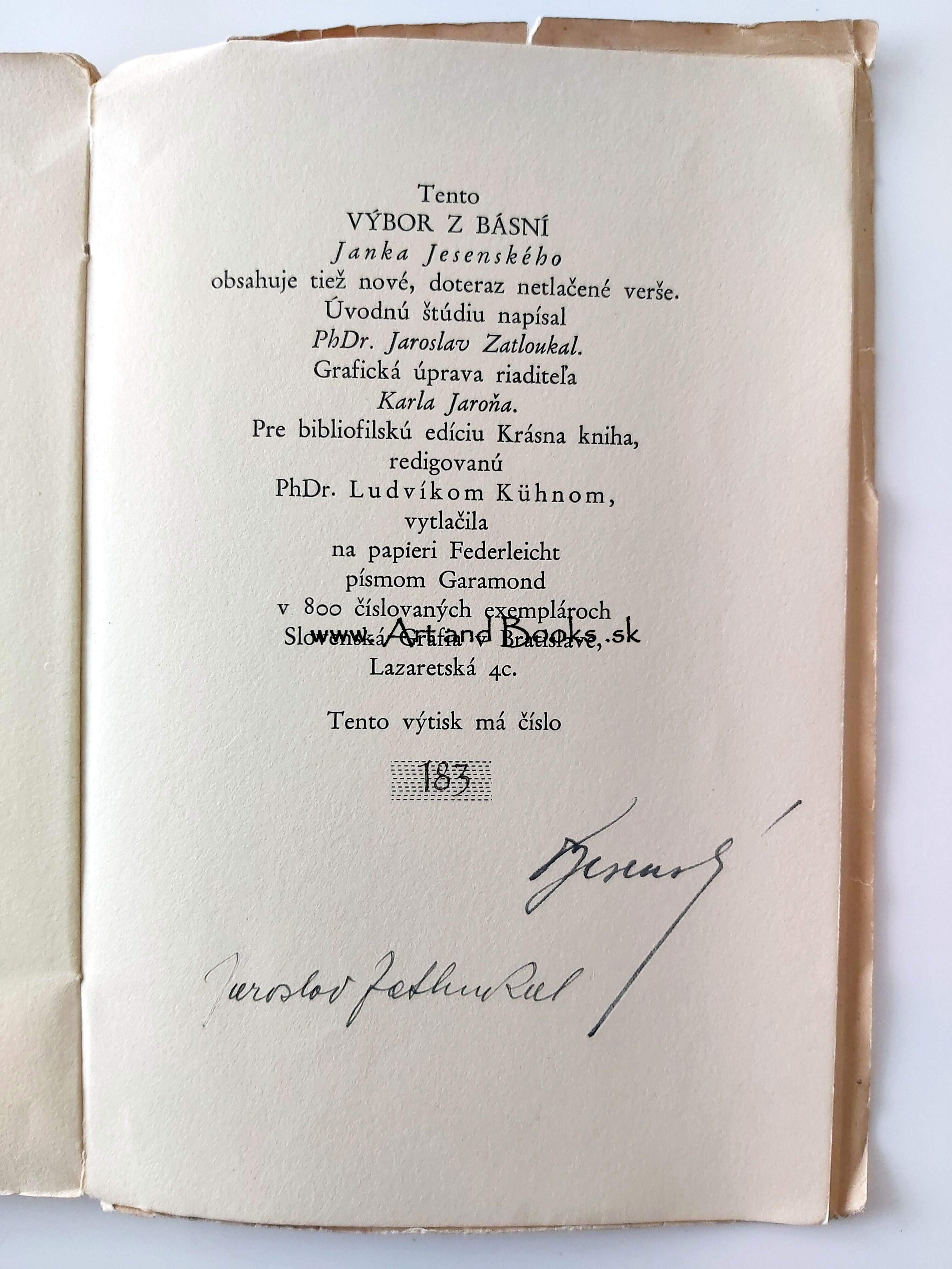 Jaroslav Zatloukal - Výbor básní Janka Jesenského (1932) ● 141848