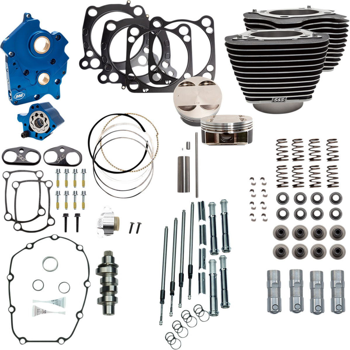 S&S CYCLE 124" CHAIN D. POWER PACKAGE ENGINE PERFORMANCE KIT-BL/HF/CHR