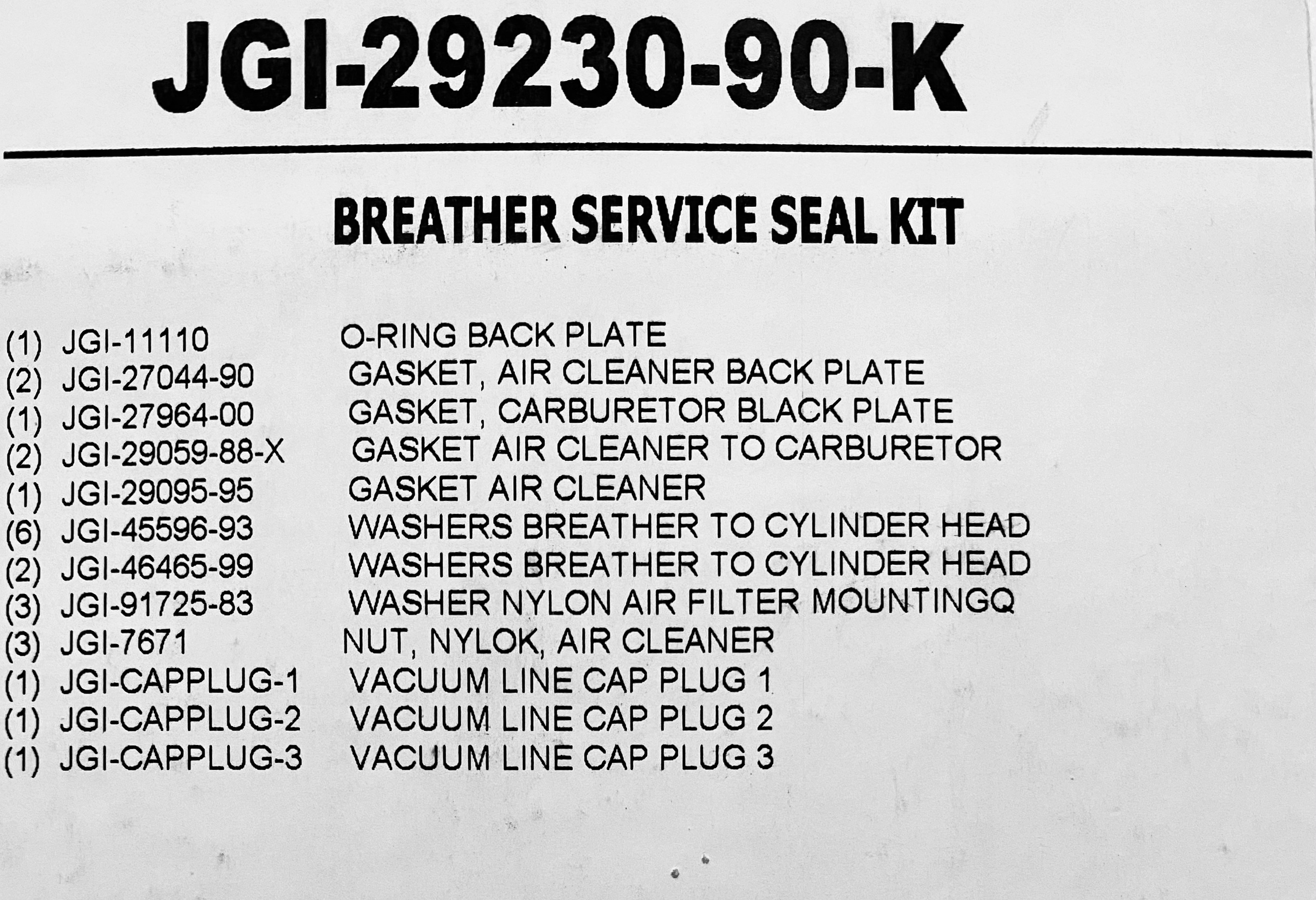 JAMES Breather Service Seal Kit