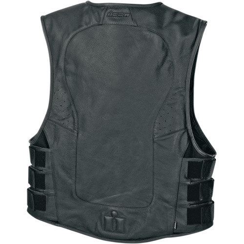 ICON REGULATOR D3O STRIPPED™ LEATHER VEST-BLACK