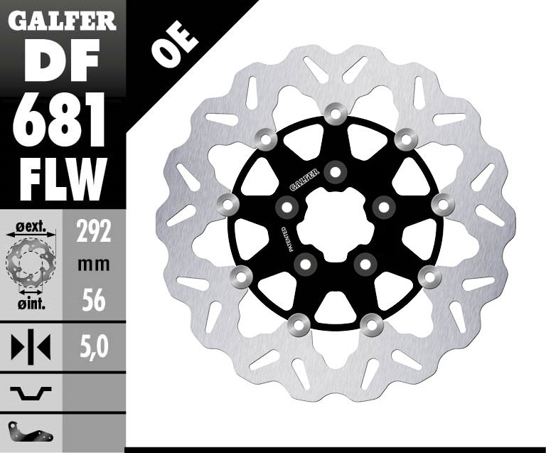 GALFER REAR BRAKE ROTOR FLOATING FLAME WAVE 11,5"