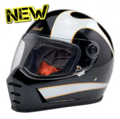 BILTWELL LANE SPLITTER HELMET - WHITE FLAMES