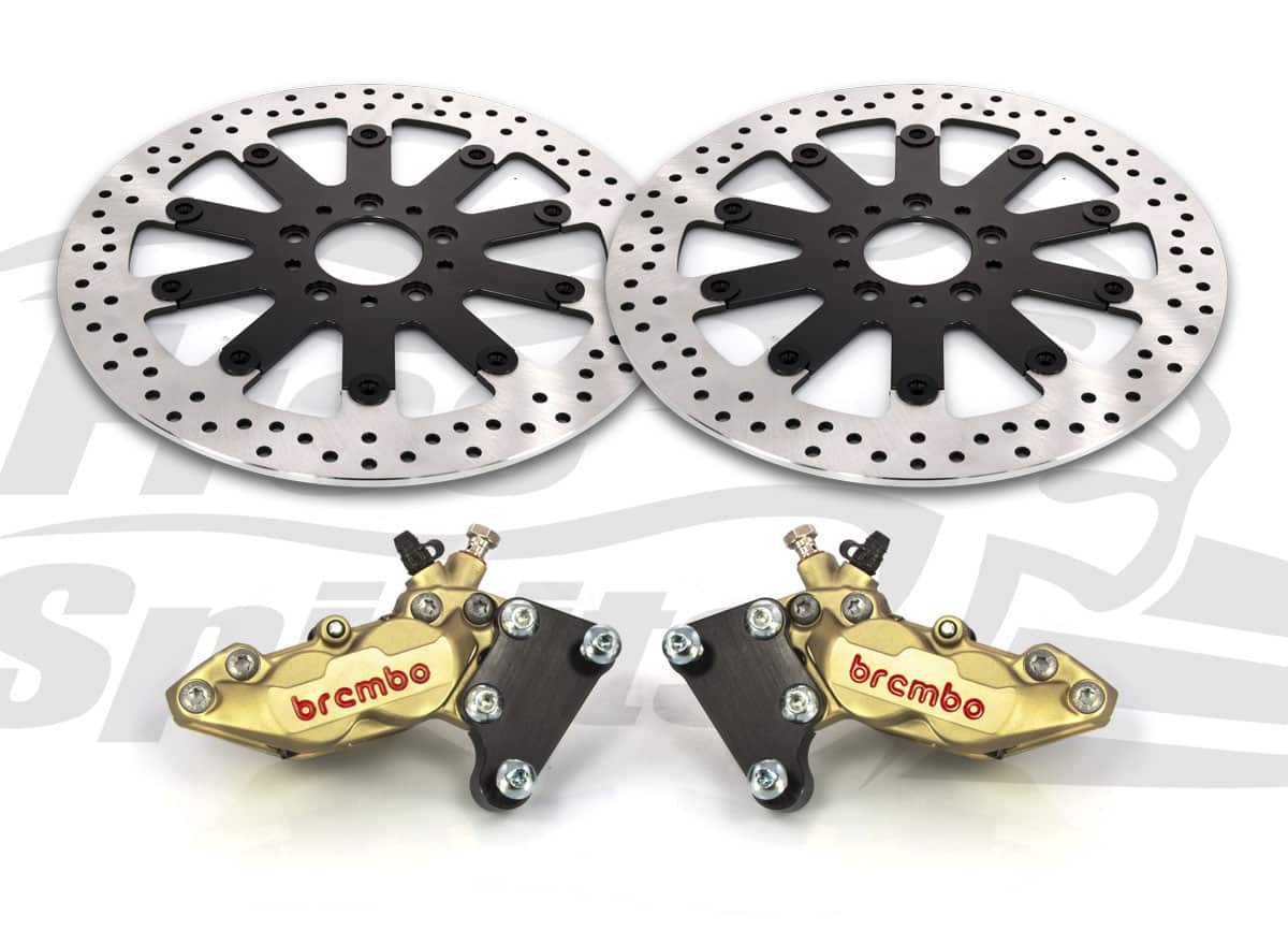 4 PISTON BREMBO CALIPERS + DUAL DISC FRONT KIT - SOFTAIL 18-UP