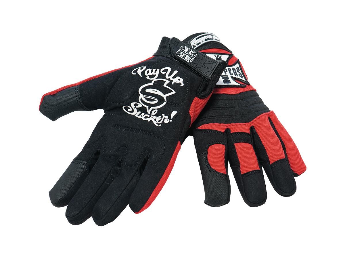 WEST COAST CHOPPERS GLOVES BLACK/RED