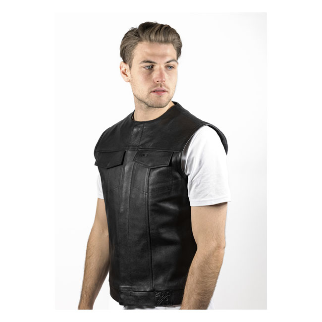 JOHN DOE MC OUTLAW LEATHER VEST BLACK