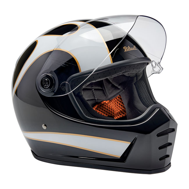 BILTWELL LANE SPLITTER HELMET - WHITE FLAMES