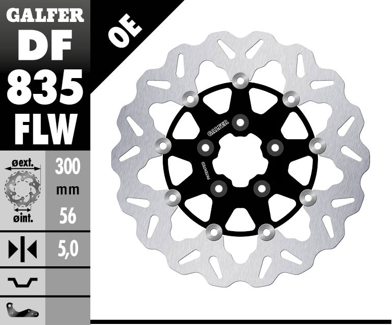 GALFER FRONT BRAKE ROTOR FLOATING FLAME WAVE 11,8"