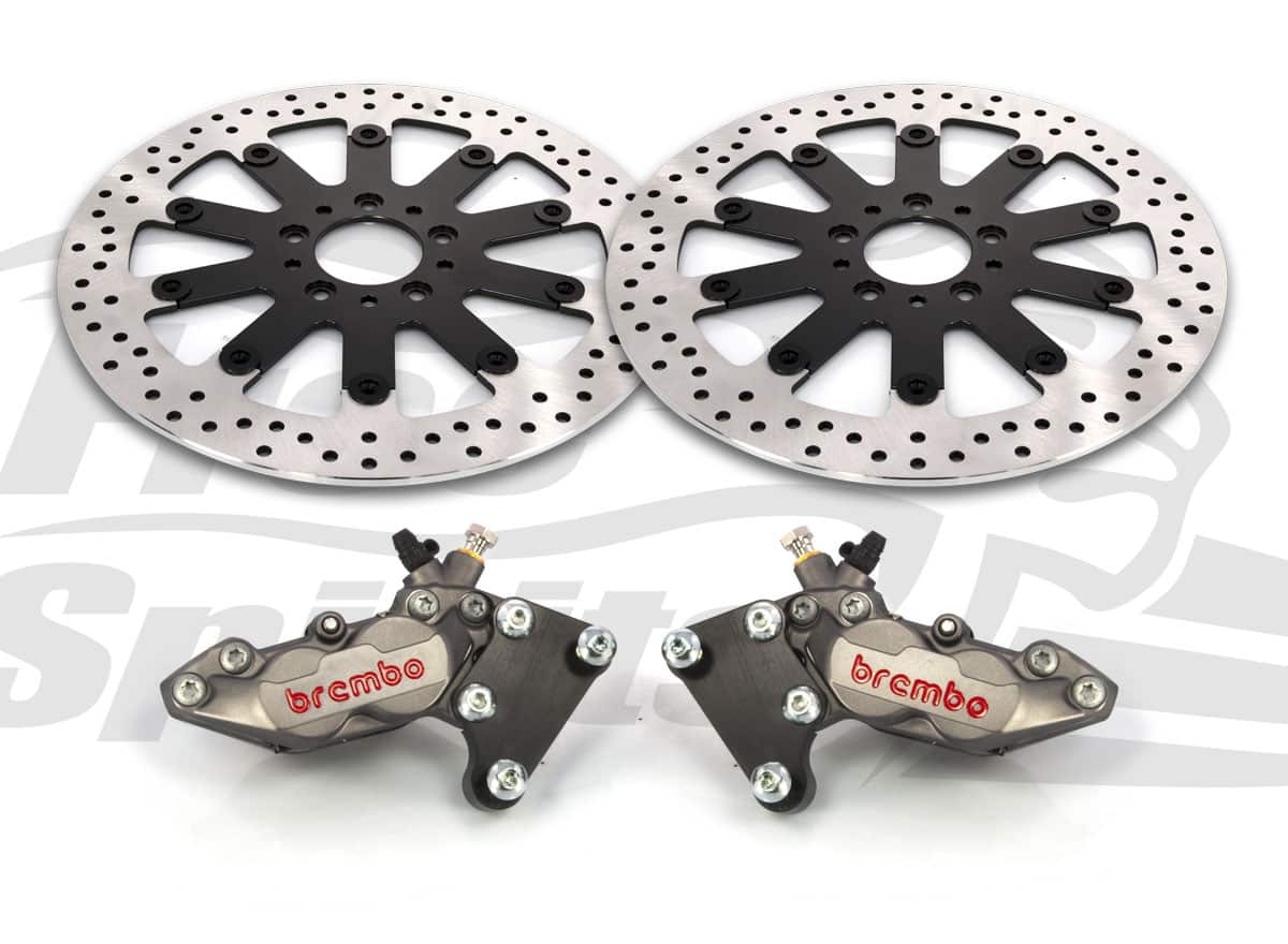 4 PISTON BREMBO CALIPERS + DUAL DISC FRONT KIT - SOFTAIL 18-UP