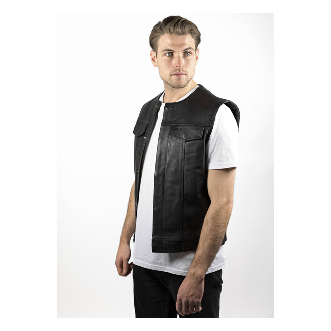 JOHN DOE MC OUTLAW LEATHER VEST BLACK