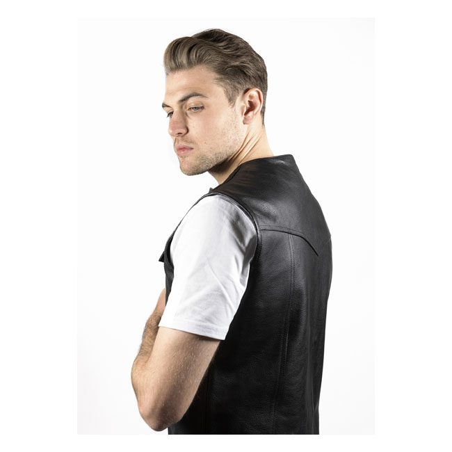 JOHN DOE MC OUTLAW LEATHER VEST BLACK