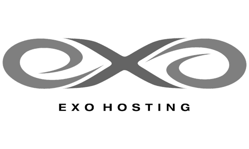 Logo Exo Hosting v bezfarebnom prevedení