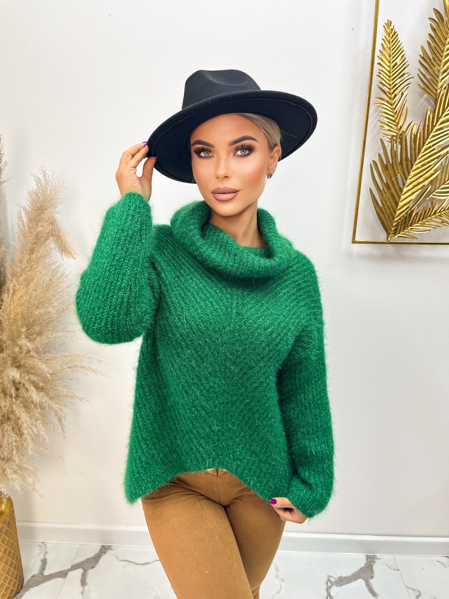 Dámsky zelený sveter s rolákom