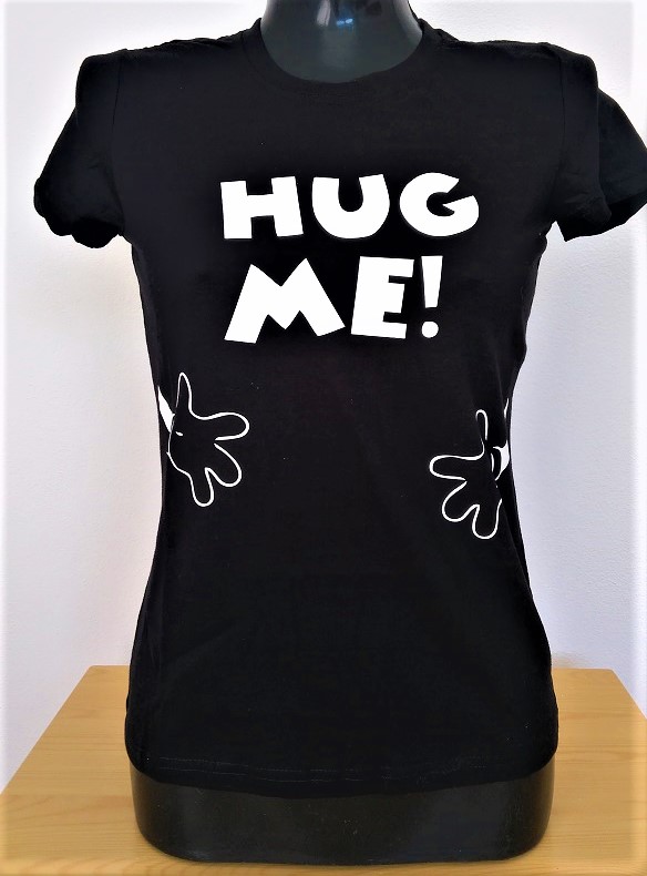 Bavlnené čierne dámske tričko Hug me