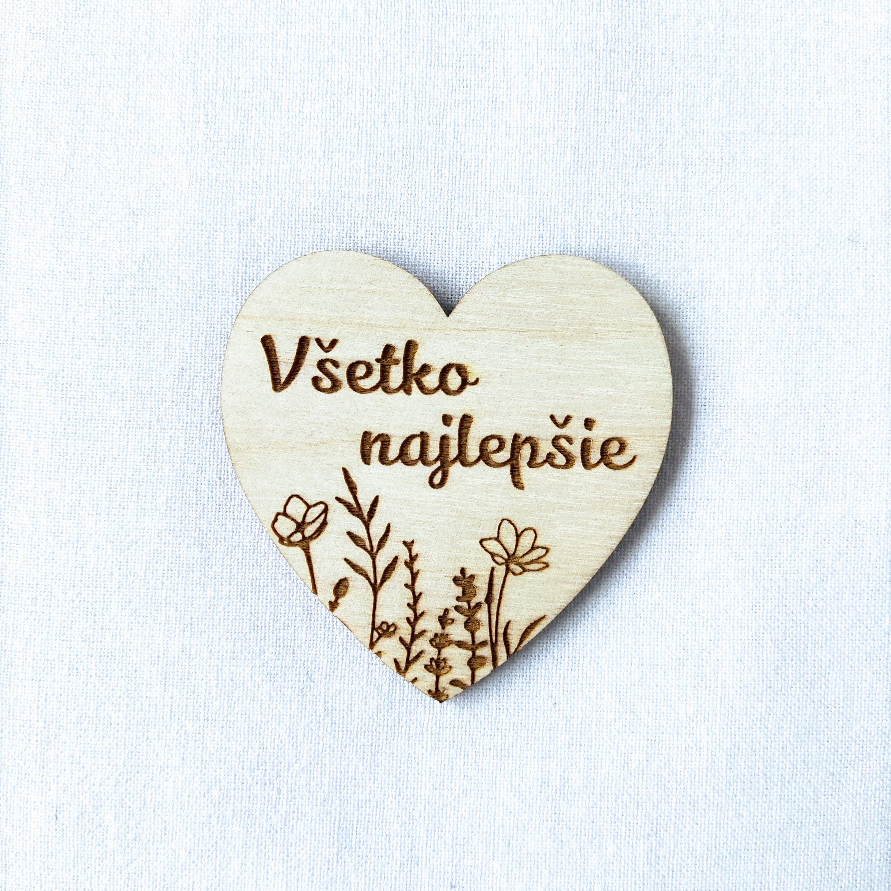 Výrez SRDIEČKO "VŠETKO NAJLEPŠIE" 6cm