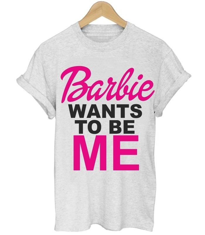 Dámske sivé tričko Barbie s nápisom