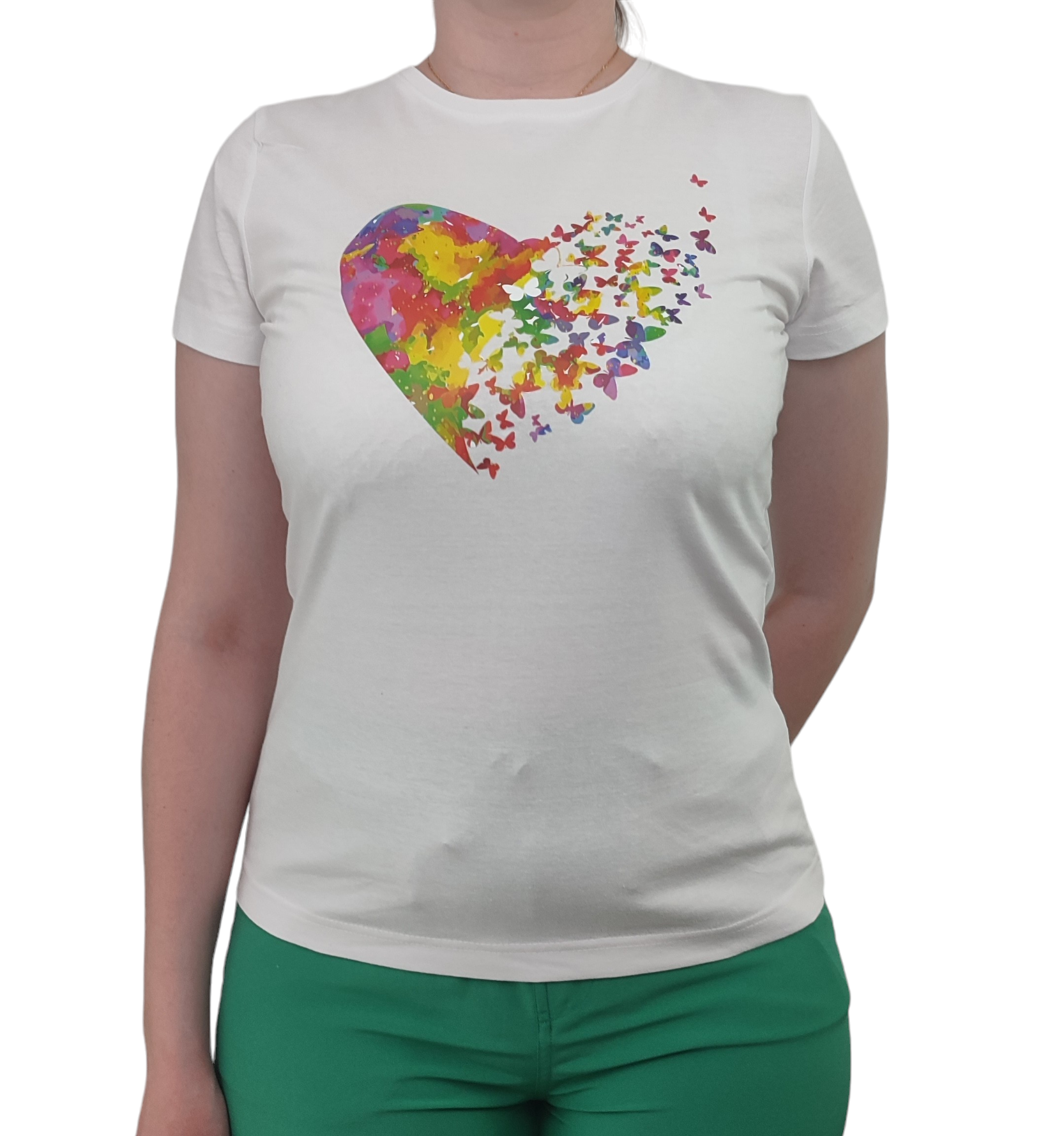 Dámske tričko s motýlím srdcom.