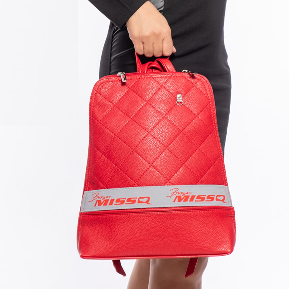 Dámsky červený ruksak MISSQ s nápisom