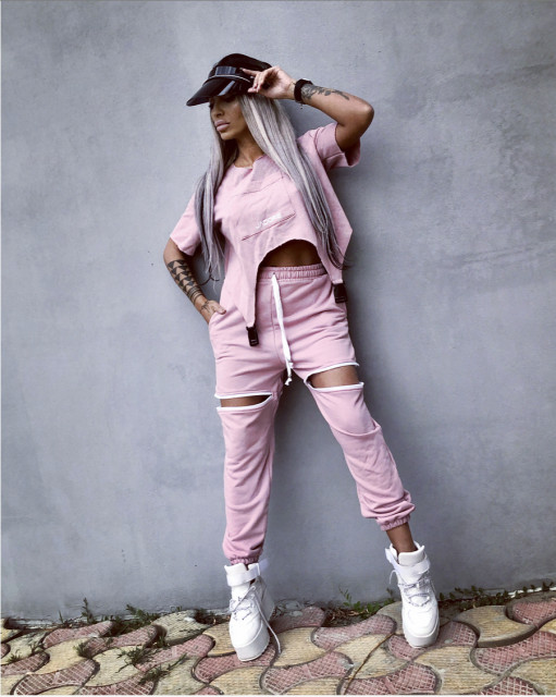 Trendy dámska pudrová súprava pink