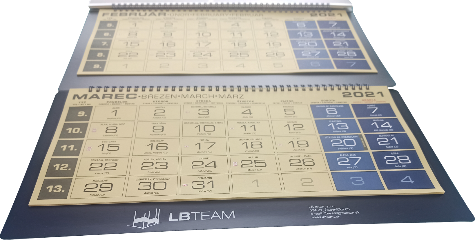 Kalendár s 3-farebnou potlačou